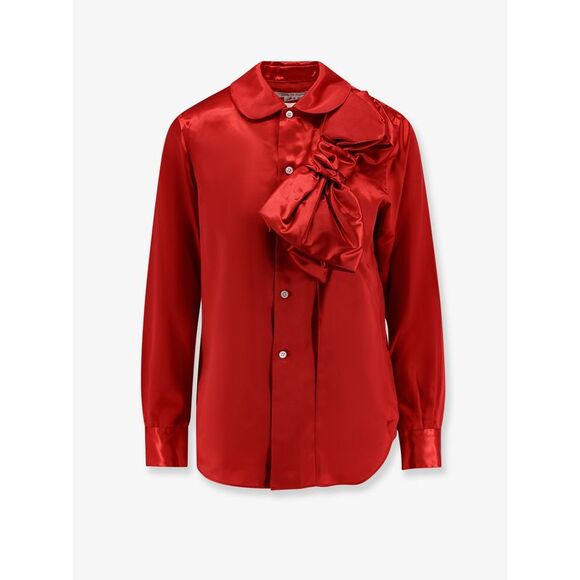 Comme Des Garã‡Ons Play Women Satin Shirt With Maxi Bow